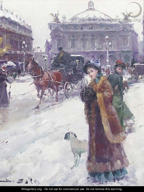 Figures in the snow before the Opera House, Paris 2 - Joan Roig Soler