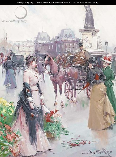 Elegant ladies in a Parisian street - Joan Roig Soler