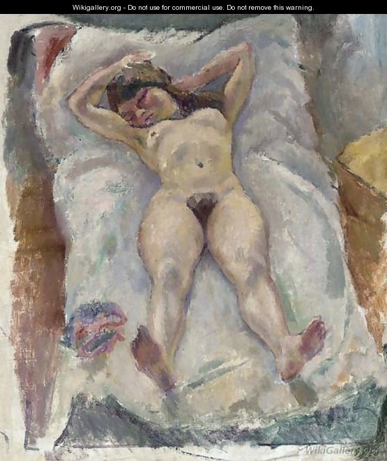 Femme couchee aux bras leves - Jules Pascin
