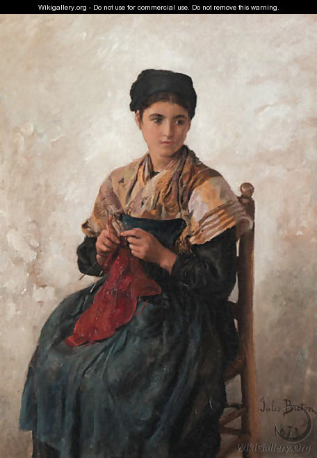 Jeune femme tricotant - Jules (Adolphe Aime Louis) Breton