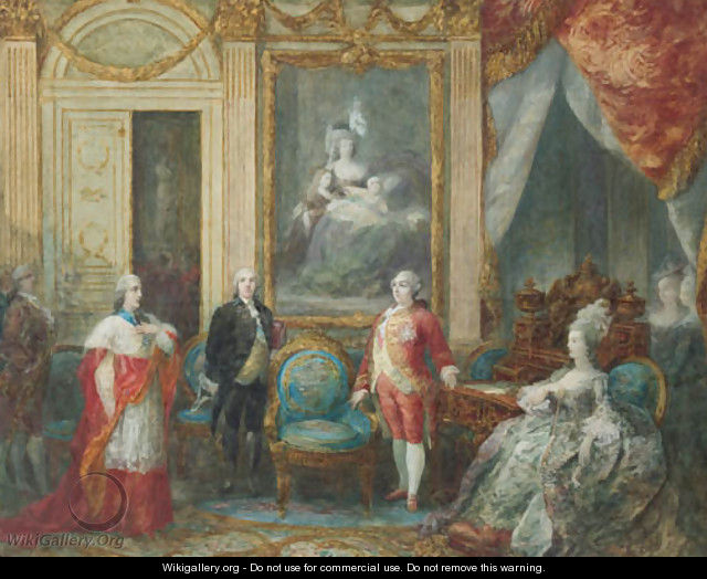 Louis XVI and his wife Marie Antoinette receiving a cardinal - Joseph Navlet