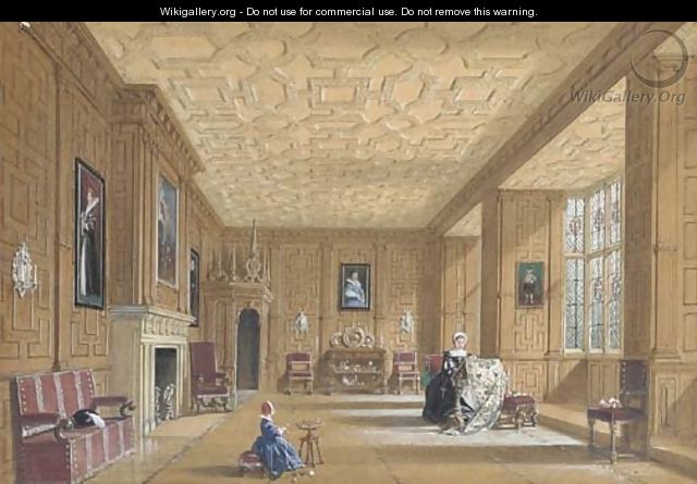 The oak room at Broughton Castle near Banbury, Oxfordshire - Joseph Nash