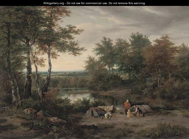 Camping on the river bank - Joseph Vincent Barber