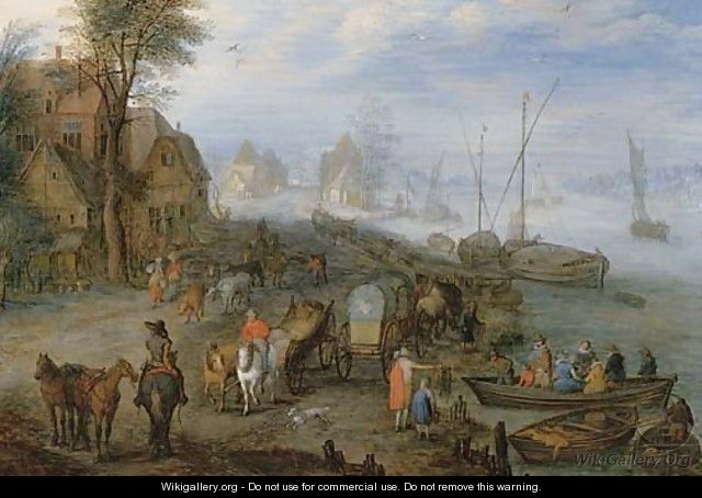 A port scene with rowboats - Joseph van Bredael