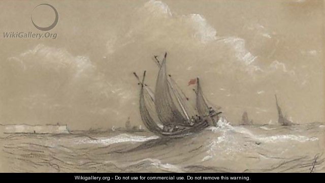 A fishing lugger off Yarmouth - Joseph Stannard
