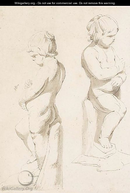 Two studies of a sculpture of a putto - Josepf Wright Of Derby