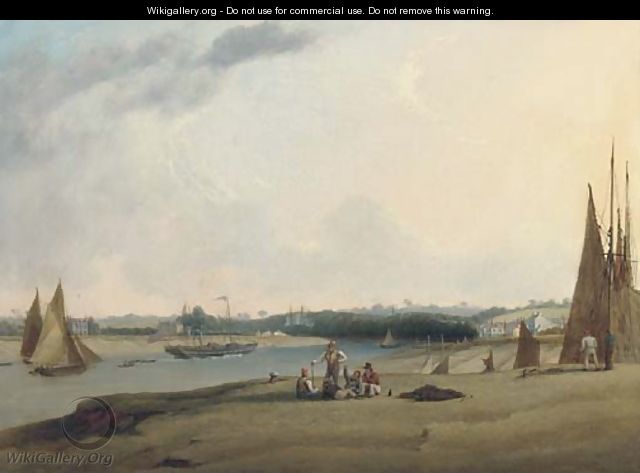 A paddle-steamer and other shipping on the River Avon at Pill, near Bristol - Joseph Walter