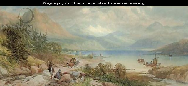 Peasants conversing on the edge of Lake Como - James Burrell Smith