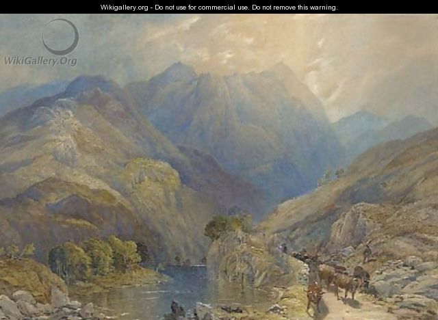 Cows in a mountainous landscape - James Burrell Smith