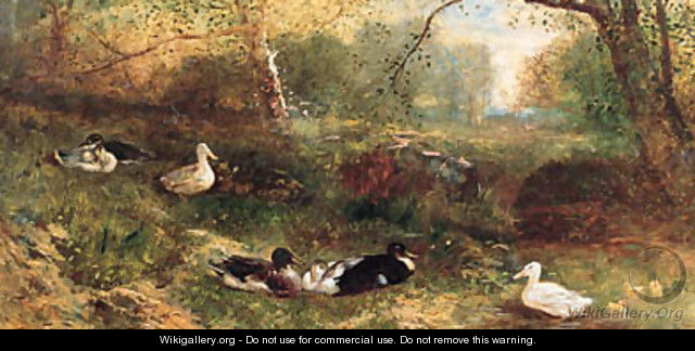 A Duck with her Ducklings - James Crawford Thom