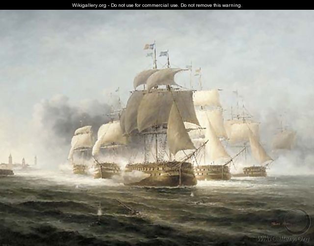 A Naval engagement off the Dutch coast - James Hardy Jnr