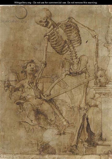 Death breaking his scythe, and two putti - Jacopo Ligozzi