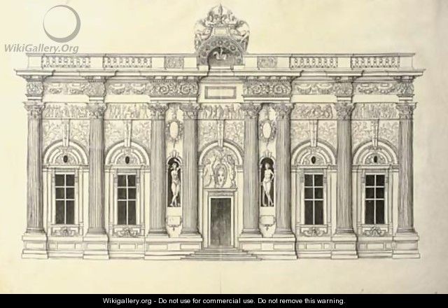A facade of five bays in the Corinthian Order - J. Androuet (du Cerceau) Ducerceau
