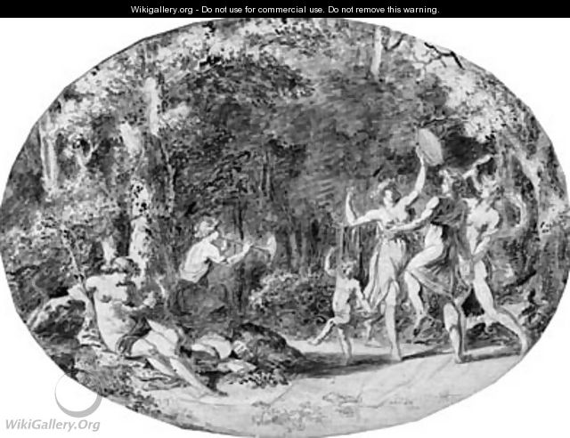 A bacchanal in a forest - Jacques-Antoine Vallin