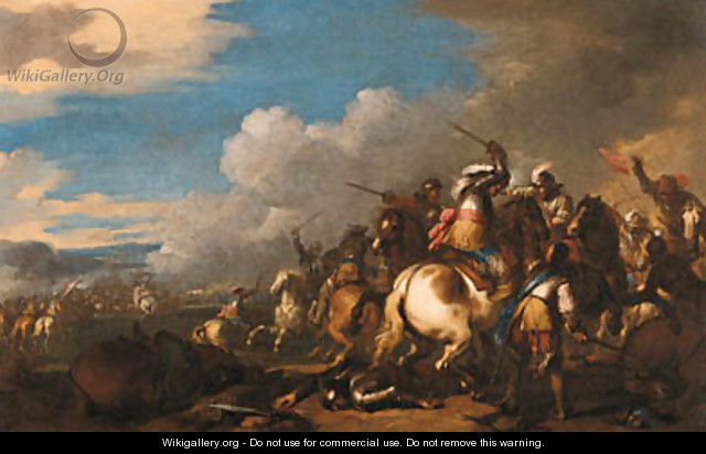 A cavalry battle 2 - Jacques (Le Bourguignon) Courtois