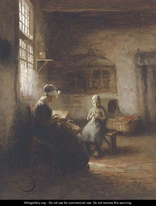Sewing in the nursery - Jacques Cornelis Snoeck