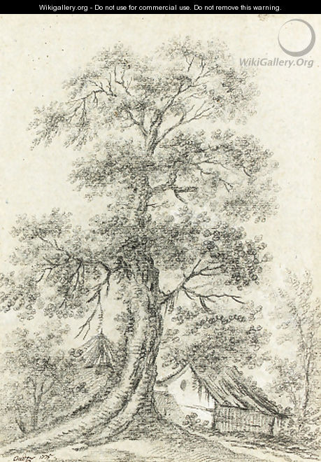 A tree and a cottage - Jacques Charles Oudry
