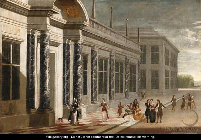 Elegant Figures on the Terrace of a Palace - Jacobus Saeys