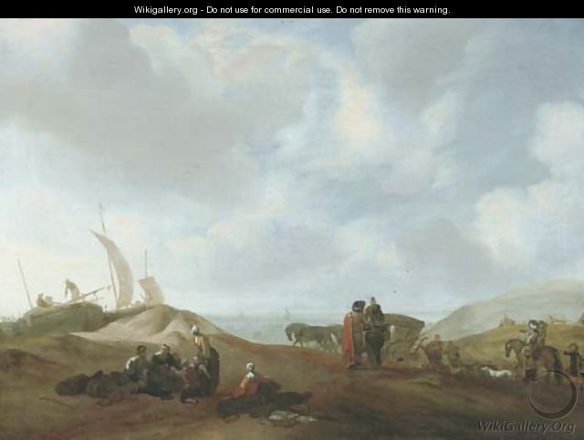 A dune landscape with fisherfolk resting - Jacob Esselens