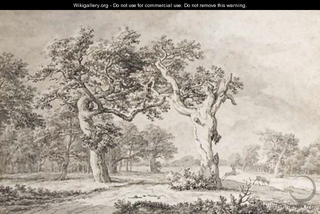 Two oak trees in an extensive landscape - Jacob Van Ruisdael