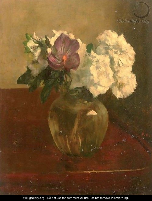 Purple and white flowers - Jacob Simon Hendrik Kever