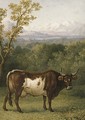 A cow out to pasture, an Alpine landscape beyond - Jacob Philipp Hackert