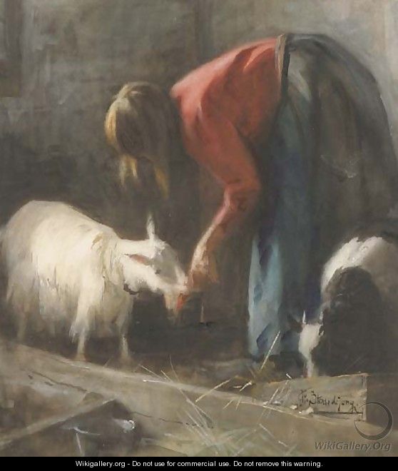 Feeding the goats - Jacobus Frederick Sterre De Jong