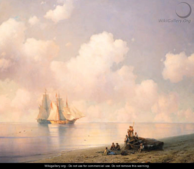 Becalmed on the Coast - Ivan Konstantinovich Aivazovsky