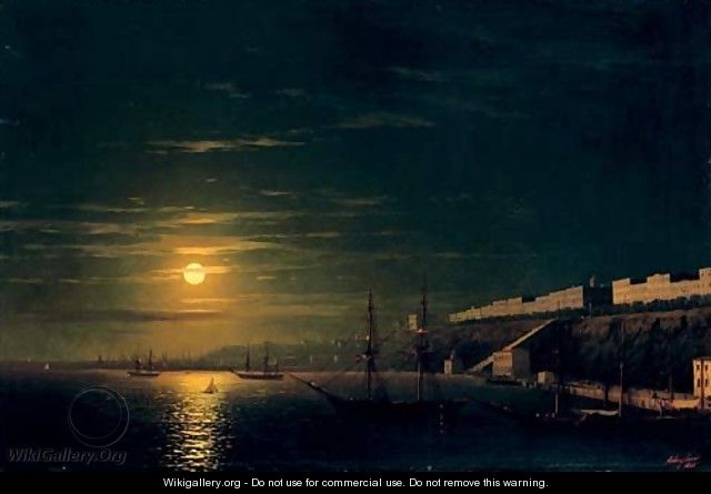 A moonlit view of Odessa from the Black Sea - Ivan Konstantinovich Aivazovsky