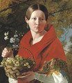 Portrait of a young woman holding a basket of grapes - Ivan Fomich Khrutskii