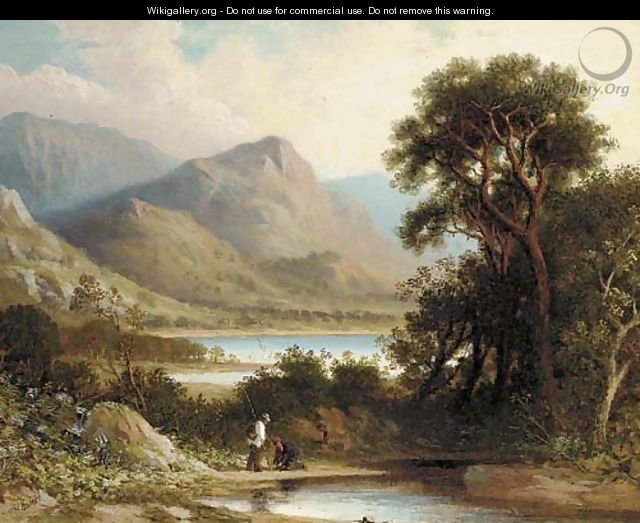 Anglers in a mountainous landscape - Joseph Wrightson McIntyre