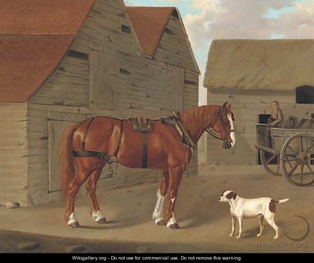 A heavy horse in a farmyard - John Hardman Powell