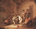 Peasants dancing and drinking in a tavern interior - Isaack Jansz. van Ostade