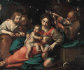 The Holy Family with Saint John the Baptist and two Attendants carrying Fruit - Italian School