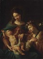The Madonna and Child with an adoring angel - Italian School