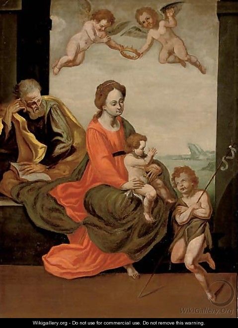 The Holy Family with the Infant Saint John the Baptist - Italian School