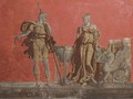 Paris and Aphrodite by a brazier and throne - Italian School