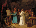 Giotto demonstrating the art of drawing in his studio - Italian School