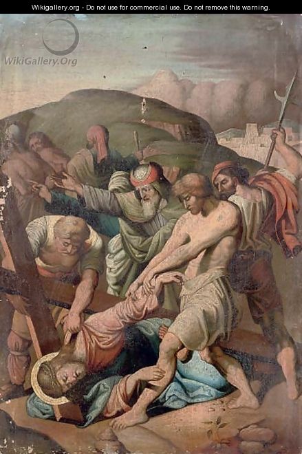 Christ falling under the weight of the Cross - Italian School