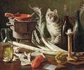 A still life with a cat - Italian School
