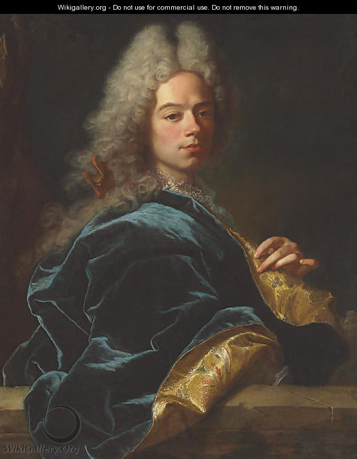 Portrait of Jean-Louis de Roll-Montpellier, half-length, in a blue and gold robe - Hyacinthe Rigaud