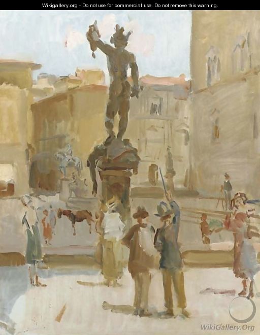 Ancient beauty visitors at The Piazza della Signoria, Florence - Isaac Israels