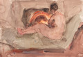 A reclining nude in front of a fire-place - Isaac Israels