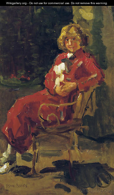 A lady in a red dress - Isaac Israels