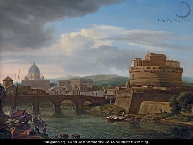 A view of the Tiber, Rome, with the Castel Sant