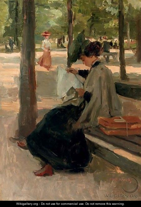 Reading in the Bois de Boulogne, Paris - Isaac Israels