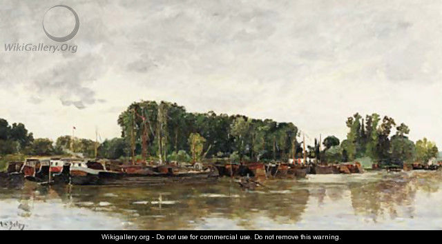 Barges a Rangiport sur Seine - Hippolyte Camille Delpy
