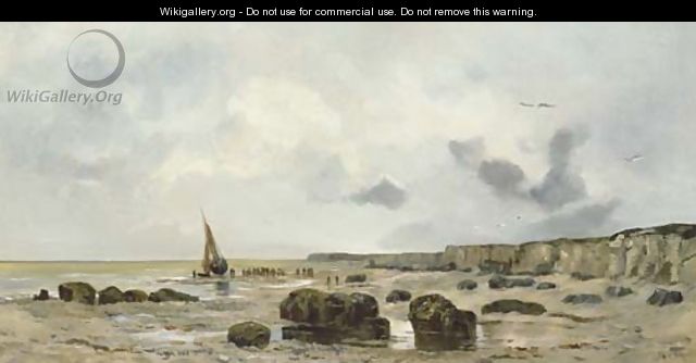 Le retour des pecheurs sur une plage, Normandie - Hippolyte Camille Delpy