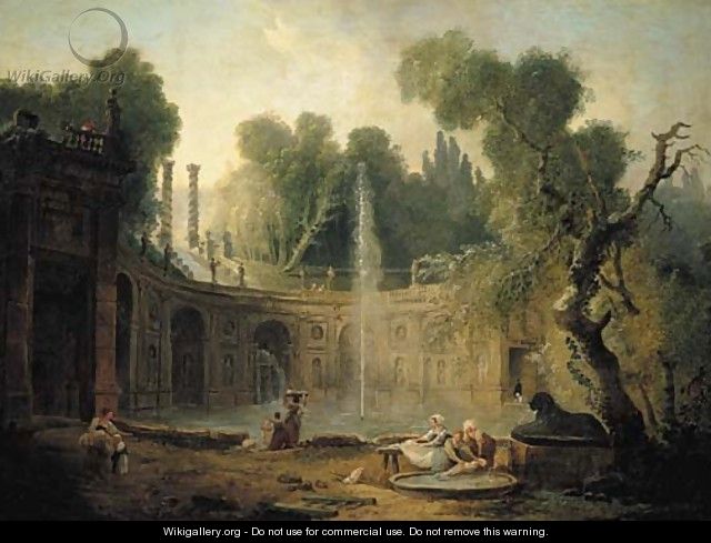 The Teatro delle Acque in the garden of the Villa Aldobrandini - Hubert Robert