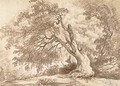 Study of a large tree, a figure in the left foreground - Hubert Robert